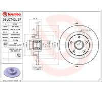 Disco freno BREMBO 08C74227 posteriore, pieno, 1 Pezzo