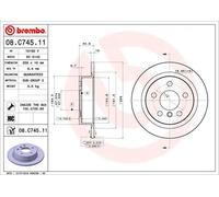 Brembo 08.C745.11 Disco Freno Posteriore con verniciatura UV, Set di 2