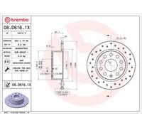 2x Disco freno pieno 08.D616.1X BREMBO