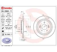2x Disco freno pieno 08.D882.11 BREMBO per HYUNDAI KIA