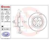Disco freno BREMBO 08D89311 posteriore, pieno, altamente carbonizzato, 1 Pezzo