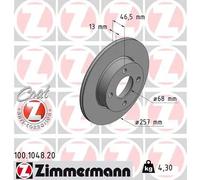 2x Disco freno pieno 100.1048.20 ZIMMERMANN per AUDI 80 B3 Tre volumi