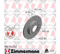 2x Disco freno pieno 100.1243.52 ZIMMERMANN per AUDI A4 B6 A4 B6 Avant