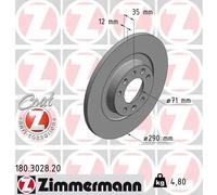 2x Disco freno pieno 180.3028.20 ZIMMERMANN per CITROËN PEUGEOT TOYOTA OPEL DS