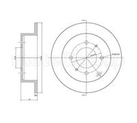 2x Disco freno pieno 23-1207C METELLI per HYUNDAI KIA