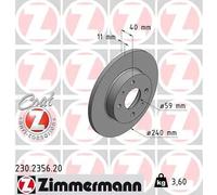 2x Disco freno pieno 230.2356.20 ZIMMERMANN per ALFA ROMEO FIAT LANCIA ZASTAVA