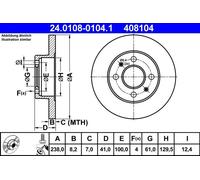 2x Disco freno pieno 24.0108-0104.1 ATE per RENAULT SUPER 5 TWINGO I CLIO I