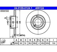 2x Disco freno pieno 24.0109-0124.1 ATE per SEAT VW