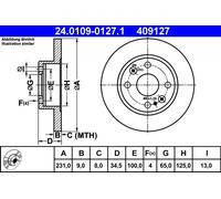 2x Disco freno pieno 24.0109-0127.1 ATE per MAZDA 323 S IV 323 C IV 323 F IV