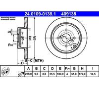 2x Disco freno pieno 24.0109-0138.1 ATE per TOYOTA COROLLA COROLLA Tre volumi