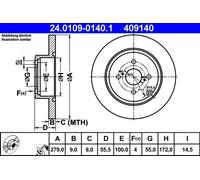 2x Disco freno pieno 24.0109-0140.1 ATE per TOYOTA COROLLA COROLLA Tre volumi