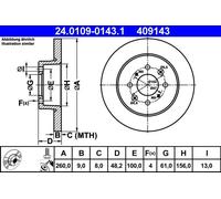 Disco freno ATE 24.0109-0143.1 posteriore, completo, 1 pezzo