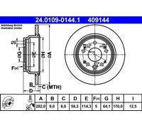 2x Disco freno pieno 24.0109-0144.1 ATE per HONDA CR-V II