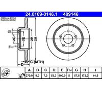 2x Disco freno pieno 24.0109-0146.1 ATE