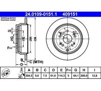 2x Disco freno pieno 24.0109-0151.1 ATE per HONDA CR-V II