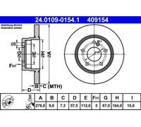 2x Disco freno pieno 24.0109-0154.1 ATE per MERCEDES-BENZ CLASSE C T-Model