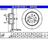 2x Disco freno pieno 24.0109-0160.1 ATE