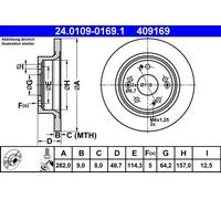 2x Disco freno pieno 24.0109-0169.1 ATE per HONDA ACCORD VIII