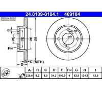 2x Disco freno pieno 24.0109-0184.1 ATE per SUZUKI BALENO