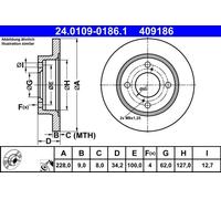ATE Disco freno 24.0109-0186.1 - posteriore pieno per SUZUKI SWIFT V (AZ) 1.0 2017- 1 pezzo