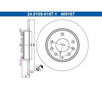 ATE 24.0109-0187.1 Disco freno per MAZDA