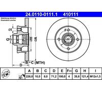 2x Disco freno pieno 24.0110-0111.1 ATE per VW SEAT