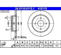 2x Disco freno pieno 24.0110-0115.1 ATE per FORD SIERRA II Hatchback SIERRA II
