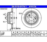 2x Disco freno pieno 24.0110-0174.1 ATE per BMW 5 6