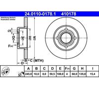 2x Disco freno pieno 24.0110-0178.1 ATE per AUDI 80 B3 Tre volumi COUPE B3 90 B3