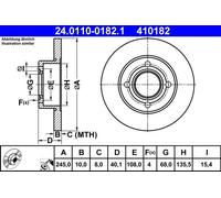 2x ATE 24.0110-0182.1 Disco freno per AUDI COUPE (81, 85) 80 Limousine (8C2, B4)