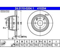 ATE Disco freno 24.0110-0204.1 pieno per OPEL VECTRA A Hatchback - 2x