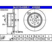 ATE 2x Dischi freno 24.0110-0205.1 pieni per Opel Vectra A / Calibra A