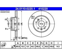 2x Disco freno pieno 24.0110-0220.1 ATE per RENAULT LAGUNA I LAGUNA I Grandtour
