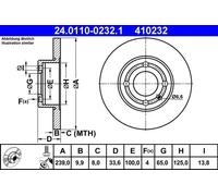 Disco freno ATE 24.0110-0232.1 anteriore, pieno, 1 Pezzo