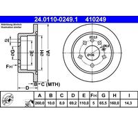 2x Disco freno pieno 24.0110-0249.1 ATE per OPEL VECTRA A Hatchback VECTRA A