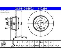 Disco freno ATE 24.0110-0250.1 posteriore, pieno, 1 Pezzo