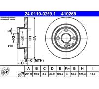 2x Disco freno pieno 24.0110-0269.1 ATE per MAZDA 323 S VI Tre volumi