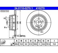2x Disco freno pieno 24.0110-0270.1 ATE per ROVER MG