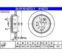 Disco freno ATE 24.0110-0272.1 posteriore, pieno, 1 Pezzo