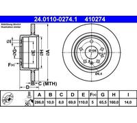 2x Disco freno pieno 24.0110-0274.1 ATE per SAAB 9-5 9-5 Familiare