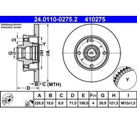 2x Disco freno pieno 24.0110-0275.2 ATE per VW SEAT
