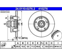 ATE 2x Disco Freno Posteriore 2260 Pieno per VW Golf III 1H1 Corrado 53I 1H2