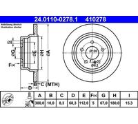 2x Disco freno pieno 24.0110-0278.1 ATE per MERCEDES-BENZ CLASSE E T-Model CLS