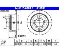 2x Disco freno pieno 24.0110-0281.1 ATE per MITSUBISHI PAJERO PININ I
