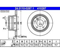 2x ATE 24.0110-0287.1 Disco Freno 280 MM per BMW E85