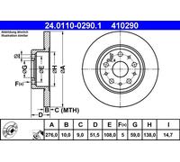 2x Disco freno pieno 24.0110-0290.1 ATE per LANCIA ALFA ROMEO