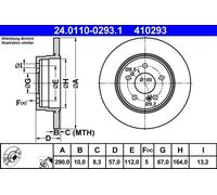 2x Disco freno pieno 24.0110-0293.1 ATE per MERCEDES-BENZ SL