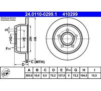 2x Disco freno pieno 24.0110-0299.1 ATE per JEEP GRAND CHEROKEE II
