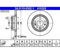 ATE disco freno 24.0110-0302.1 pieno diametro 280 spessore 10 mm 5 fori