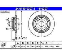 2x Disco freno pieno 24.0110-0307.1 ATE per MAZDA MX-5 II